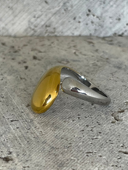 Two Tone Teardrop Ring (adjustable)