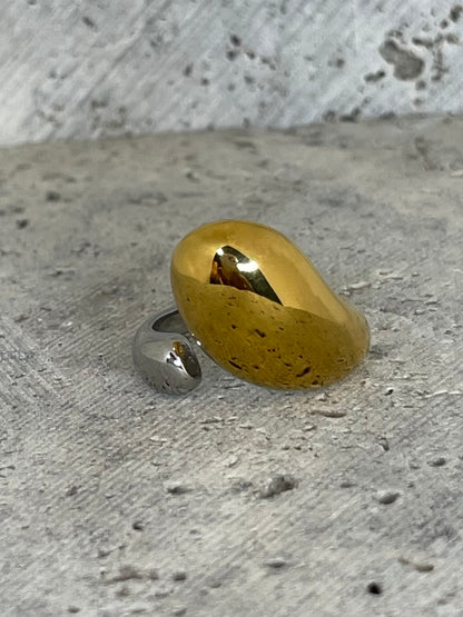 Two Tone Teardrop Ring (adjustable)