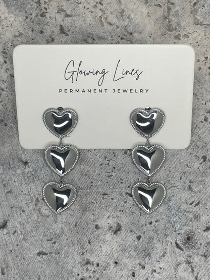 Triple Heart Drop Earrings